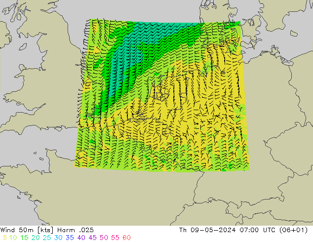 Wind 50m Harm .025 Do 09.05.2024 07 UTC