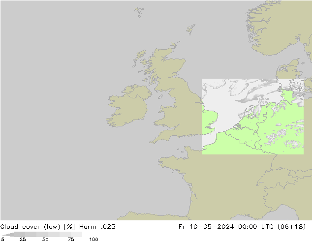 Bewolking (Laag) Harm .025 vr 10.05.2024 00 UTC