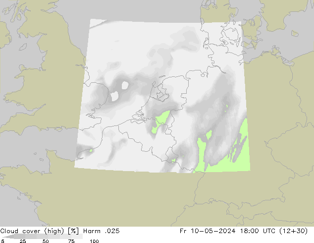 Cloud cover (high) Harm .025 Fr 10.05.2024 18 UTC