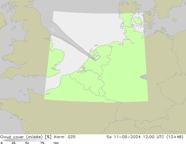 Cloud cover (middle) Harm .025 Sa 11.05.2024 12 UTC