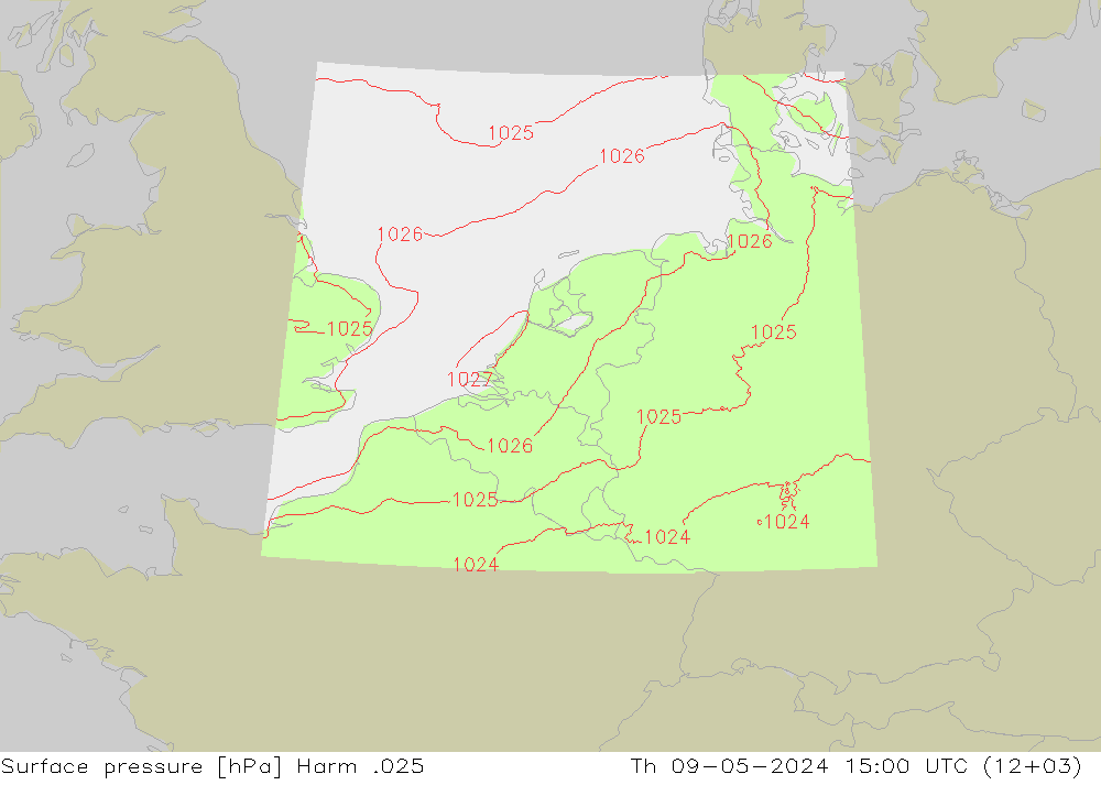 приземное давление Harm .025 чт 09.05.2024 15 UTC