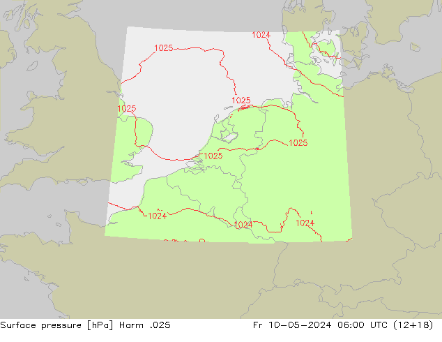 Surface pressure Harm .025 Fr 10.05.2024 06 UTC