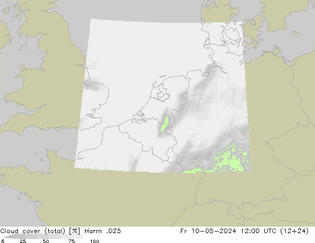 Wolken (gesamt) Harm .025 Fr 10.05.2024 12 UTC