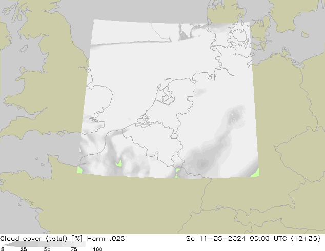 Bewolking (Totaal) Harm .025 za 11.05.2024 00 UTC