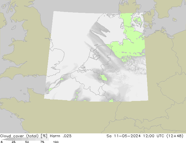 Bewolking (Totaal) Harm .025 za 11.05.2024 12 UTC
