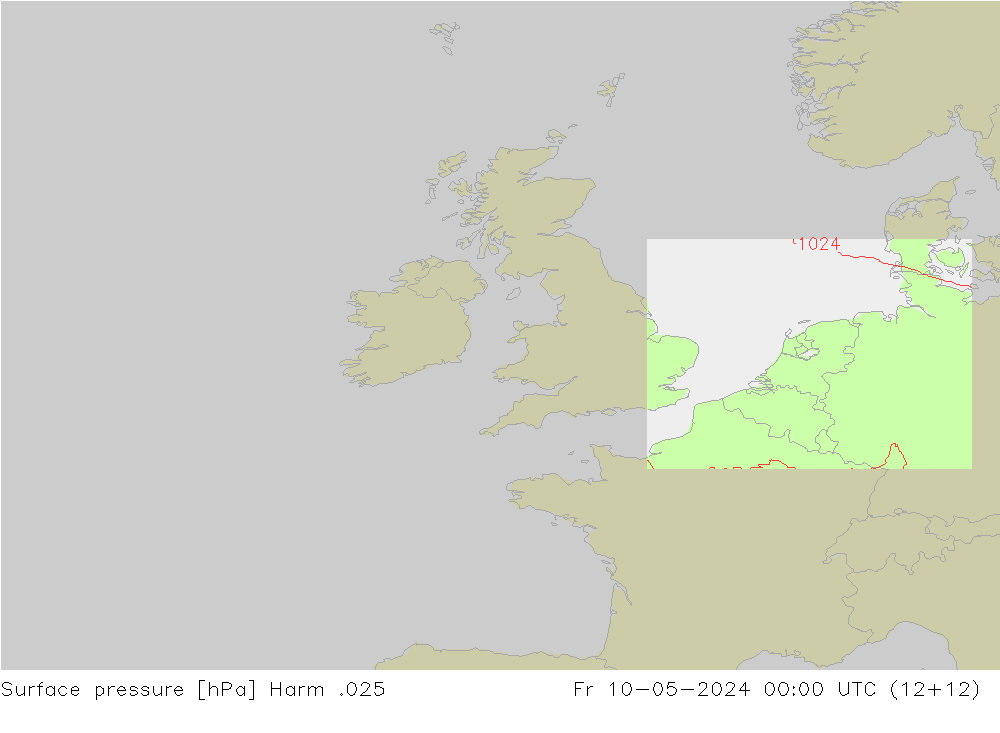 Surface pressure Harm .025 Fr 10.05.2024 00 UTC