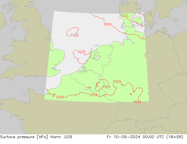 Surface pressure Harm .025 Fr 10.05.2024 00 UTC