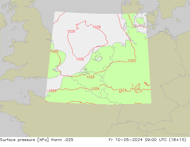 Surface pressure Harm .025 Fr 10.05.2024 09 UTC
