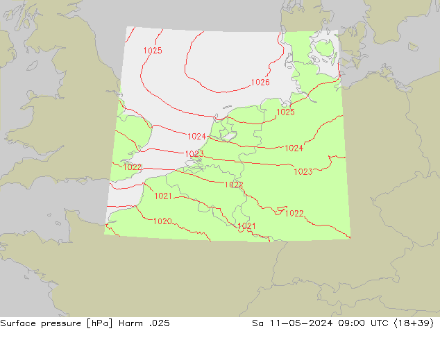 Surface pressure Harm .025 Sa 11.05.2024 09 UTC
