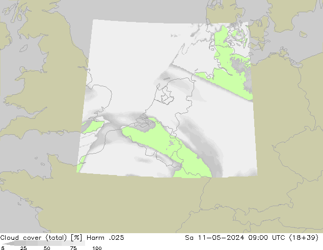 Bewolking (Totaal) Harm .025 za 11.05.2024 09 UTC