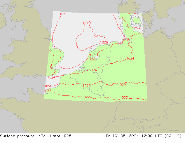地面气压 Harm .025 星期五 10.05.2024 12 UTC