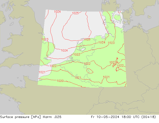 Surface pressure Harm .025 Fr 10.05.2024 18 UTC