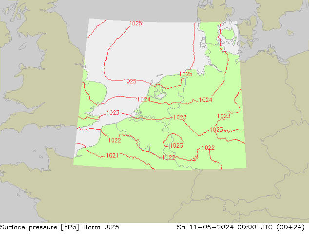 地面气压 Harm .025 星期六 11.05.2024 00 UTC