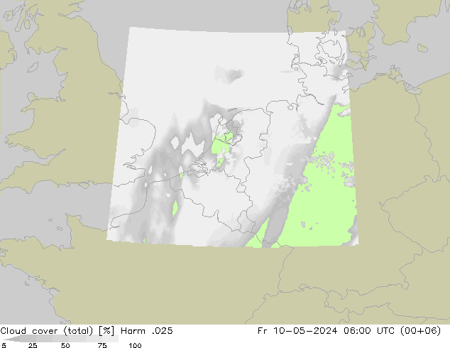 Cloud cover (total) Harm .025 Pá 10.05.2024 06 UTC
