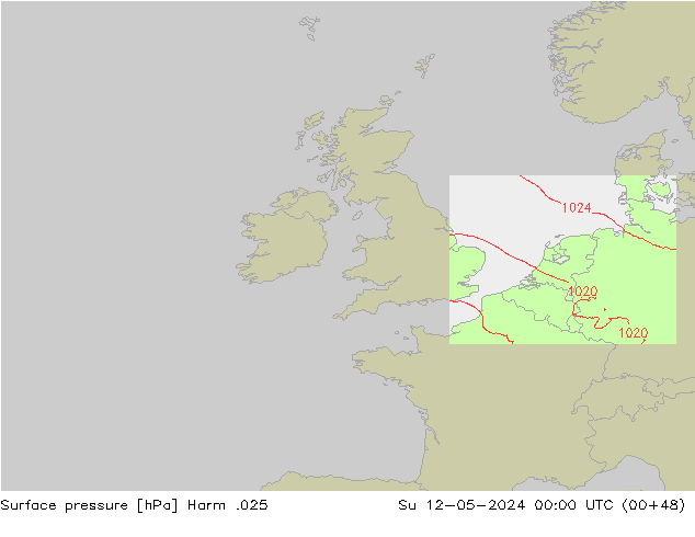 Surface pressure Harm .025 Su 12.05.2024 00 UTC