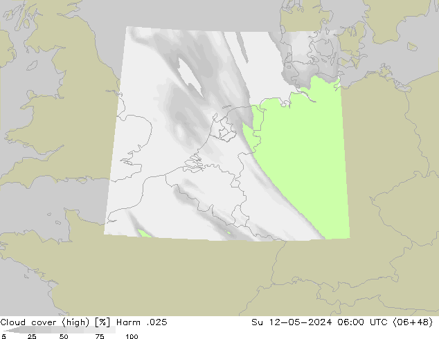 Cloud cover (high) Harm .025 Su 12.05.2024 06 UTC