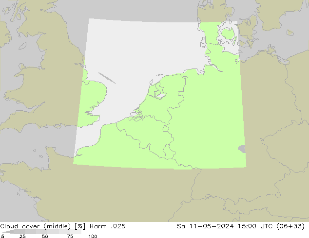 Cloud cover (middle) Harm .025 Sa 11.05.2024 15 UTC