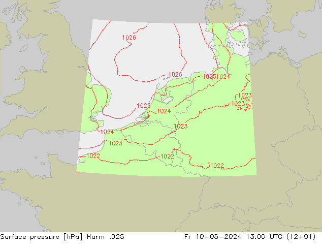 Pressione al suolo Harm .025 ven 10.05.2024 13 UTC