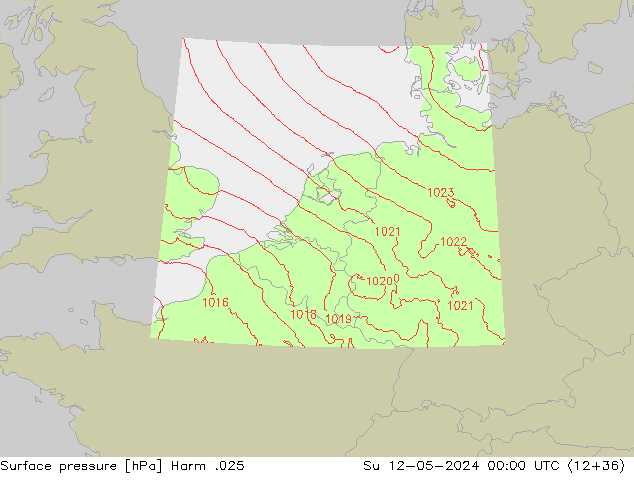Atmosférický tlak Harm .025 Ne 12.05.2024 00 UTC