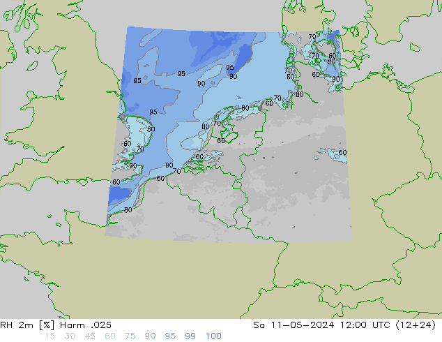 Humidité rel. 2m Harm .025 sam 11.05.2024 12 UTC