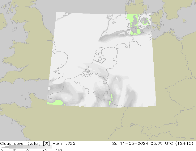 Cloud cover (total) Harm .025 So 11.05.2024 03 UTC