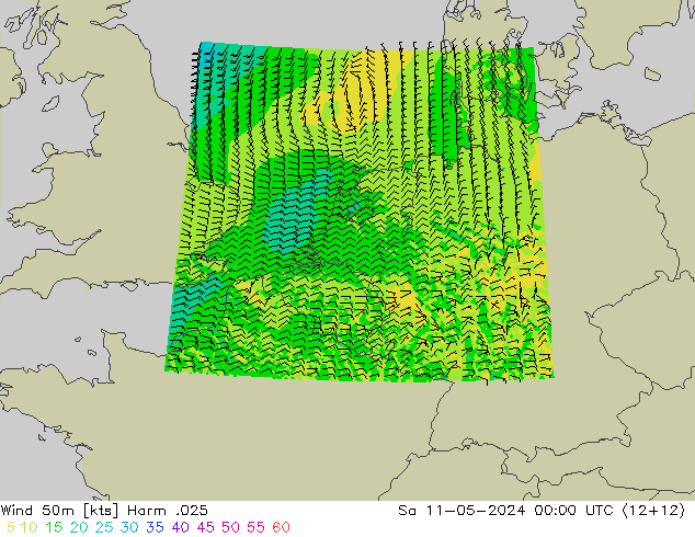 Wind 50m Harm .025 Sa 11.05.2024 00 UTC