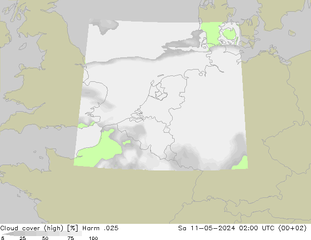 Cloud cover (high) Harm .025 Sa 11.05.2024 02 UTC