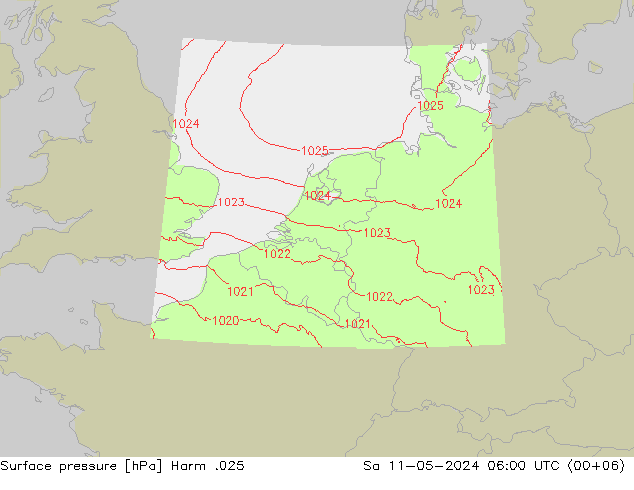 Pressione al suolo Harm .025 sab 11.05.2024 06 UTC