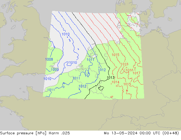 Atmosférický tlak Harm .025 Po 13.05.2024 00 UTC