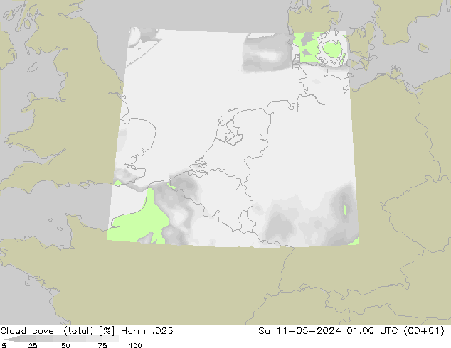 Cloud cover (total) Harm .025 Sa 11.05.2024 01 UTC