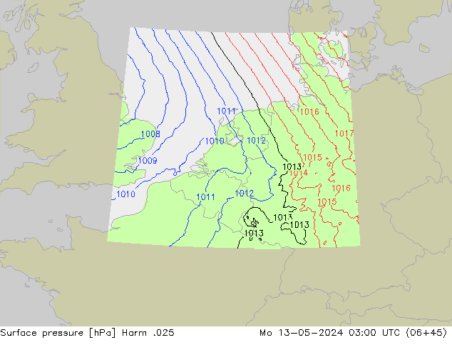 Atmosférický tlak Harm .025 Po 13.05.2024 03 UTC