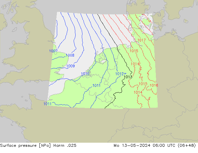Atmosférický tlak Harm .025 Po 13.05.2024 06 UTC