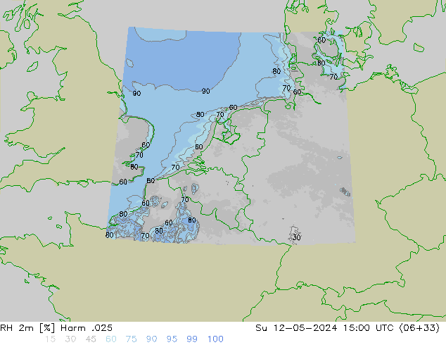 Humidité rel. 2m Harm .025 dim 12.05.2024 15 UTC