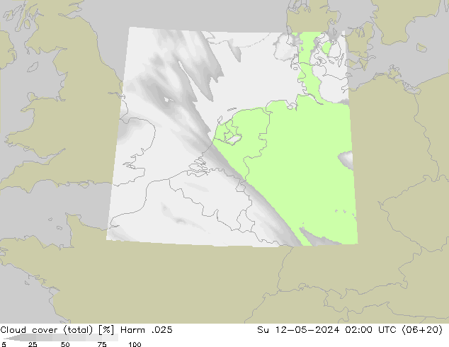 Cloud cover (total) Harm .025 Su 12.05.2024 02 UTC