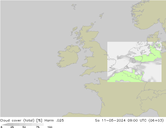 nuvens (total) Harm .025 Sáb 11.05.2024 09 UTC