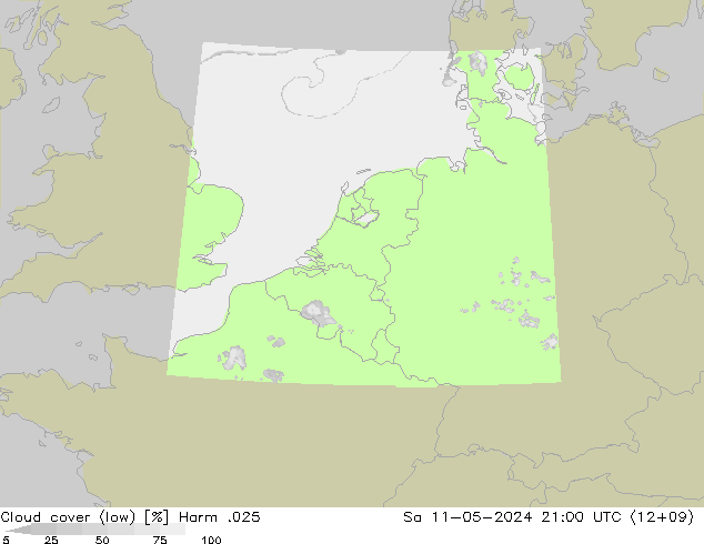 Bewolking (Laag) Harm .025 za 11.05.2024 21 UTC