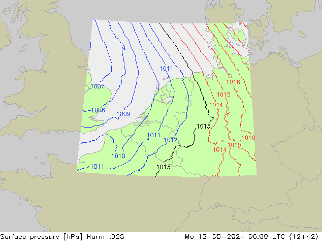 Atmosférický tlak Harm .025 Po 13.05.2024 06 UTC