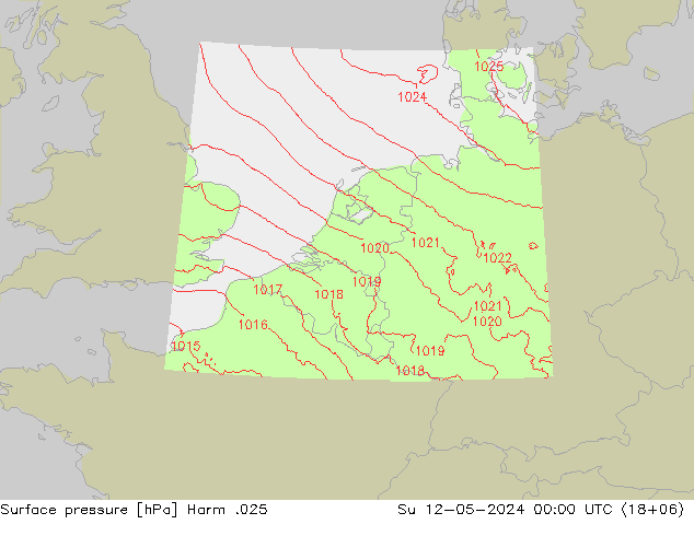 Surface pressure Harm .025 Su 12.05.2024 00 UTC