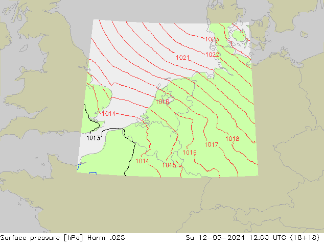 Surface pressure Harm .025 Su 12.05.2024 12 UTC