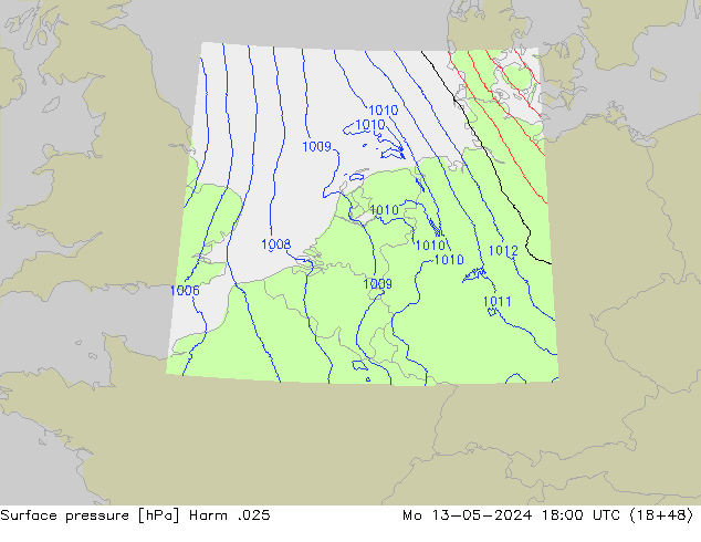 приземное давление Harm .025 пн 13.05.2024 18 UTC