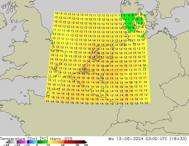 Temperatura (2m) Harm .025 Seg 13.05.2024 03 UTC