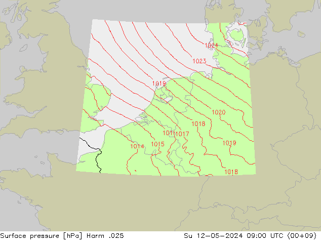Surface pressure Harm .025 Su 12.05.2024 09 UTC