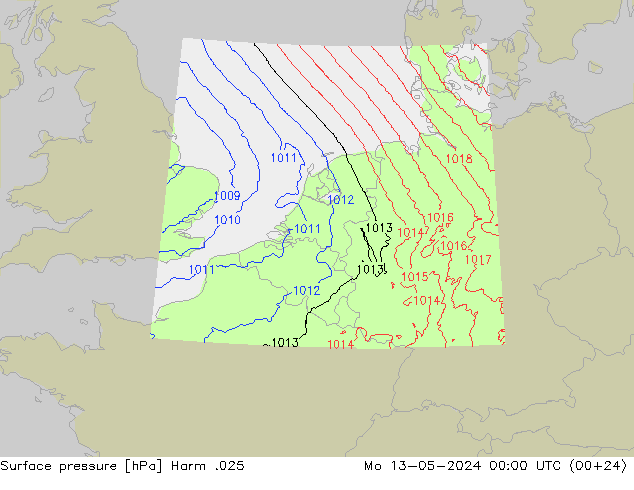 Atmosférický tlak Harm .025 Po 13.05.2024 00 UTC