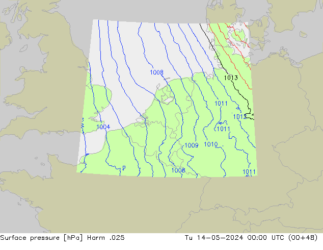 Atmosférický tlak Harm .025 Út 14.05.2024 00 UTC