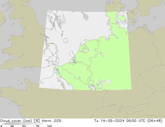 Bewolking (Laag) Harm .025 di 14.05.2024 06 UTC