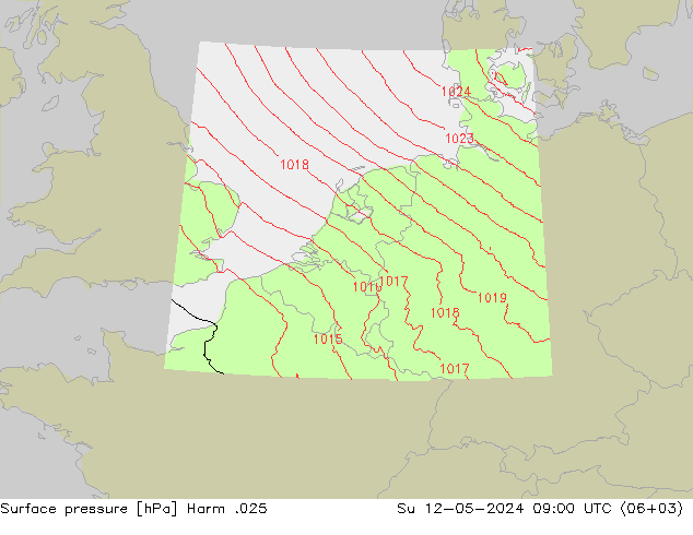 приземное давление Harm .025 Вс 12.05.2024 09 UTC