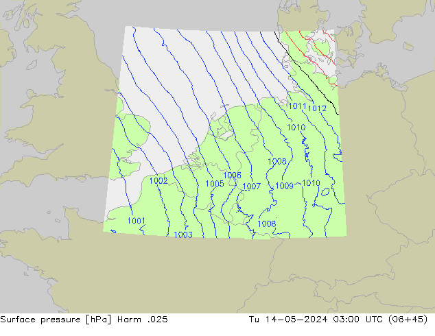 Atmosférický tlak Harm .025 Út 14.05.2024 03 UTC