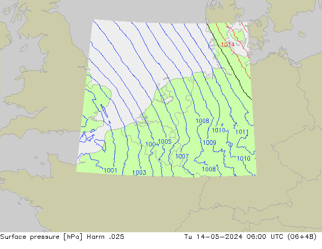 Surface pressure Harm .025 Tu 14.05.2024 06 UTC