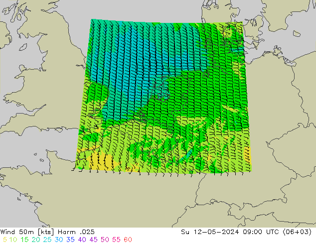 Wind 50m Harm .025 Su 12.05.2024 09 UTC