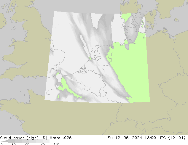Cloud cover (high) Harm .025 Su 12.05.2024 13 UTC